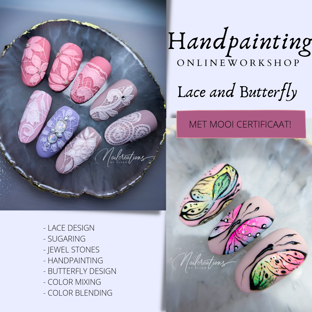 Handpainting Lace & Butterfly design